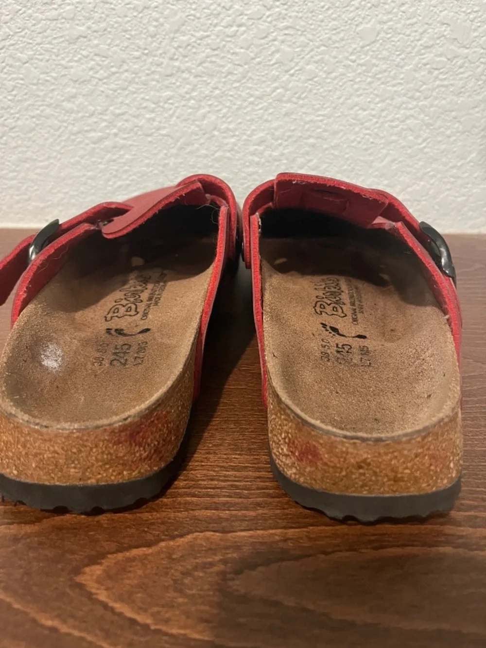 Birkenstock Birki’s Red Suede Slip-On Clog with Buckle - Picture 3 of 9